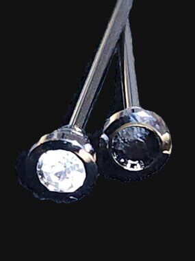 Collar Bar GRAPHITE w CLEAR or BLACK JEWELED Ends Formal Equestrian Gentlemen